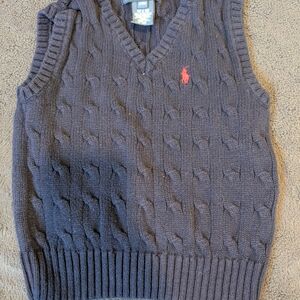 Ralph Lauren Toddler Black Cable Knit Sweater Vest